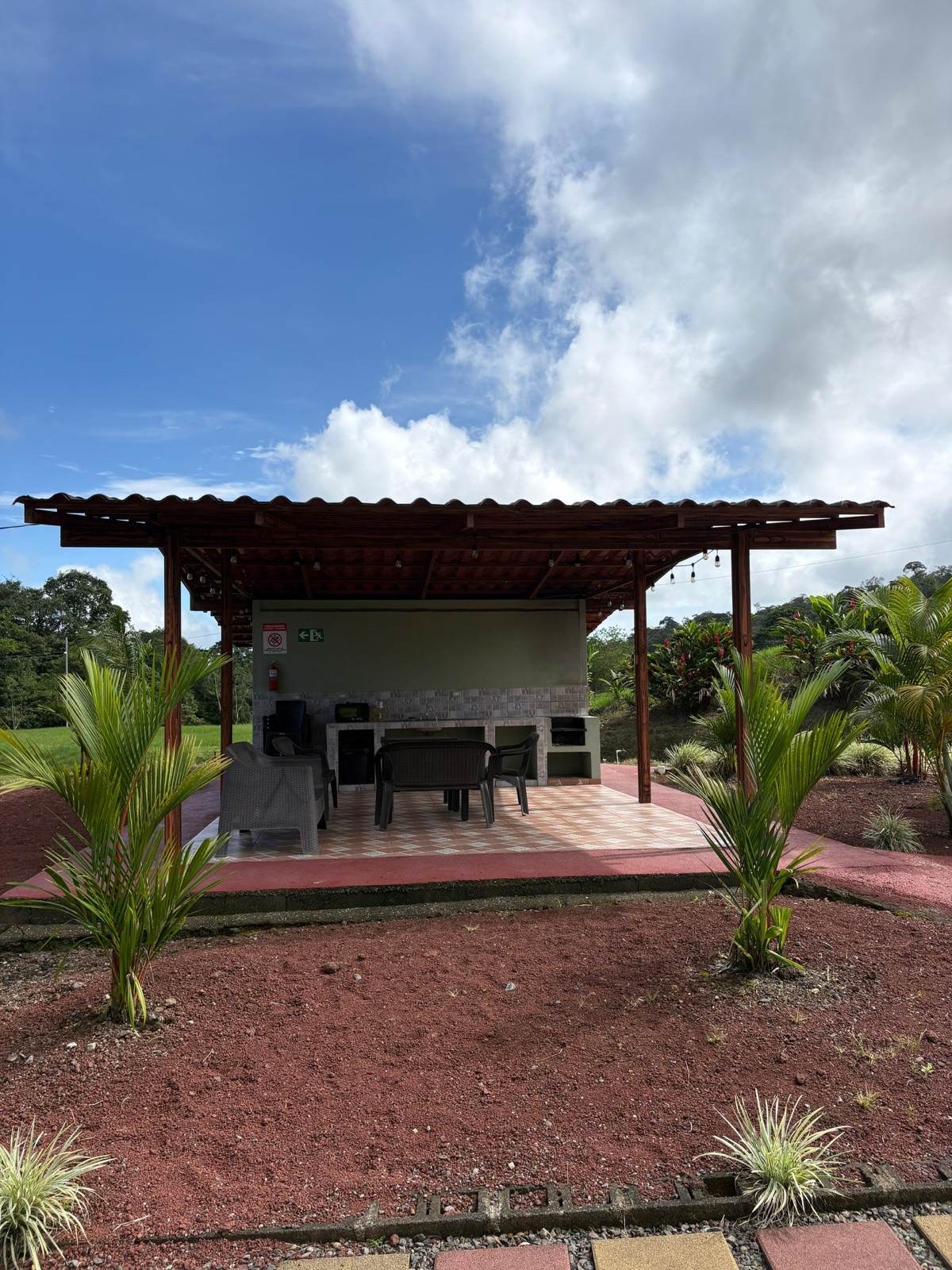 Outdoor rancho seating area in the gardens