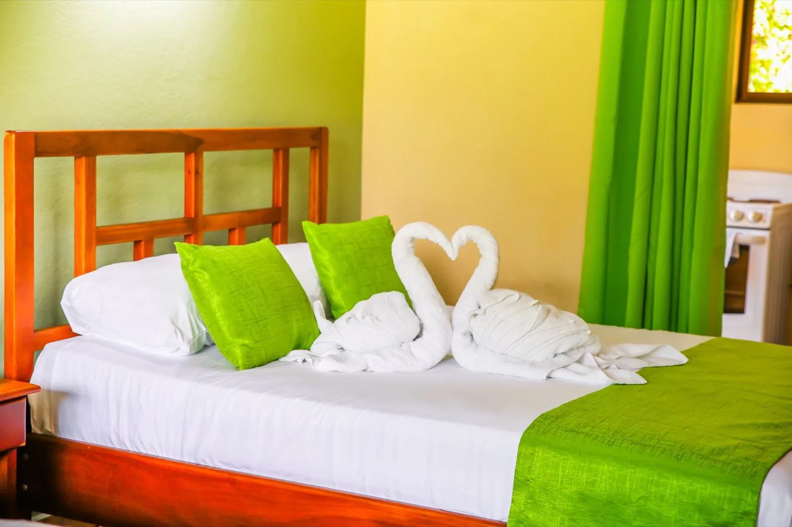 Towel arrangement on a bed in the Villa