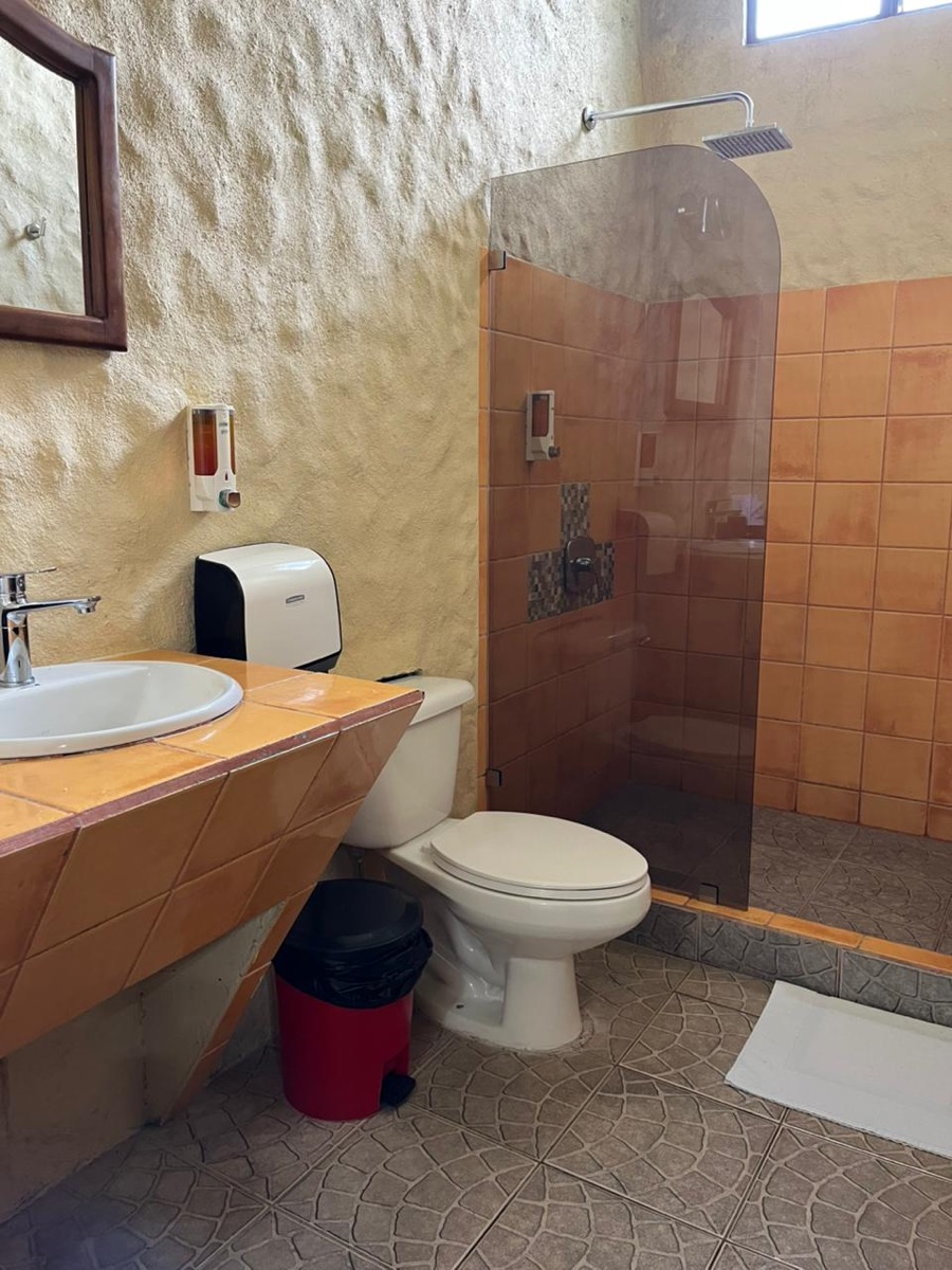 Villa bathroom with glass shower
