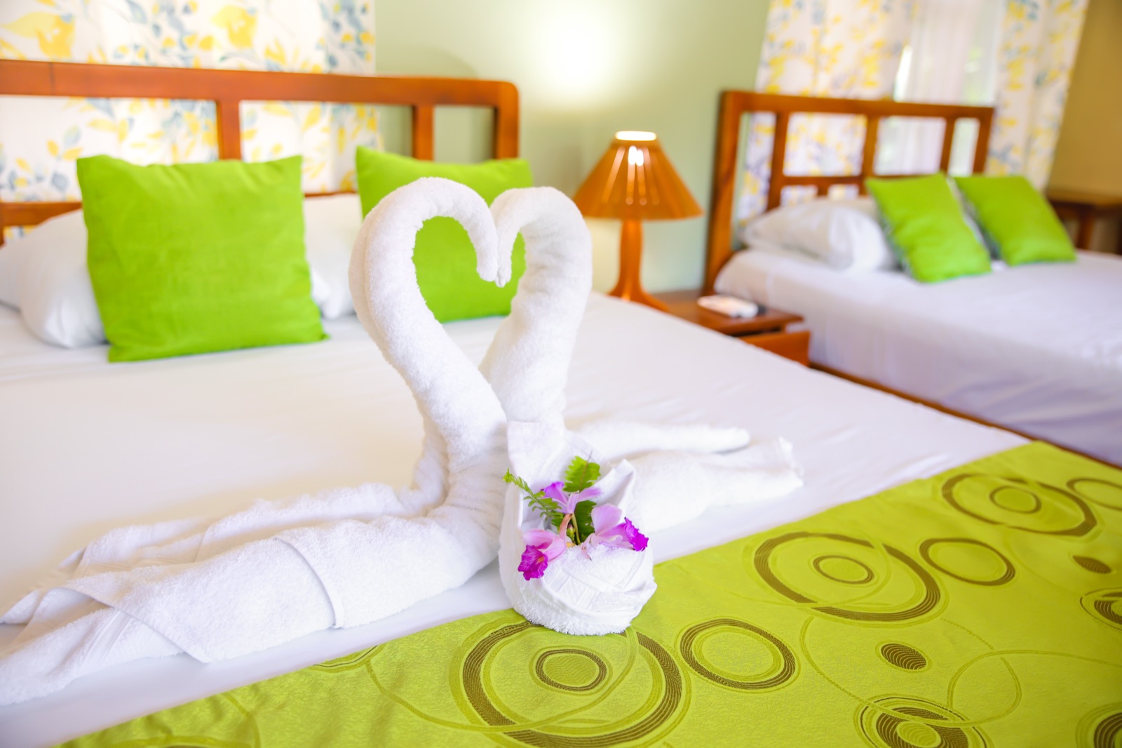 Towel arrangement on a bed in the Standard Room