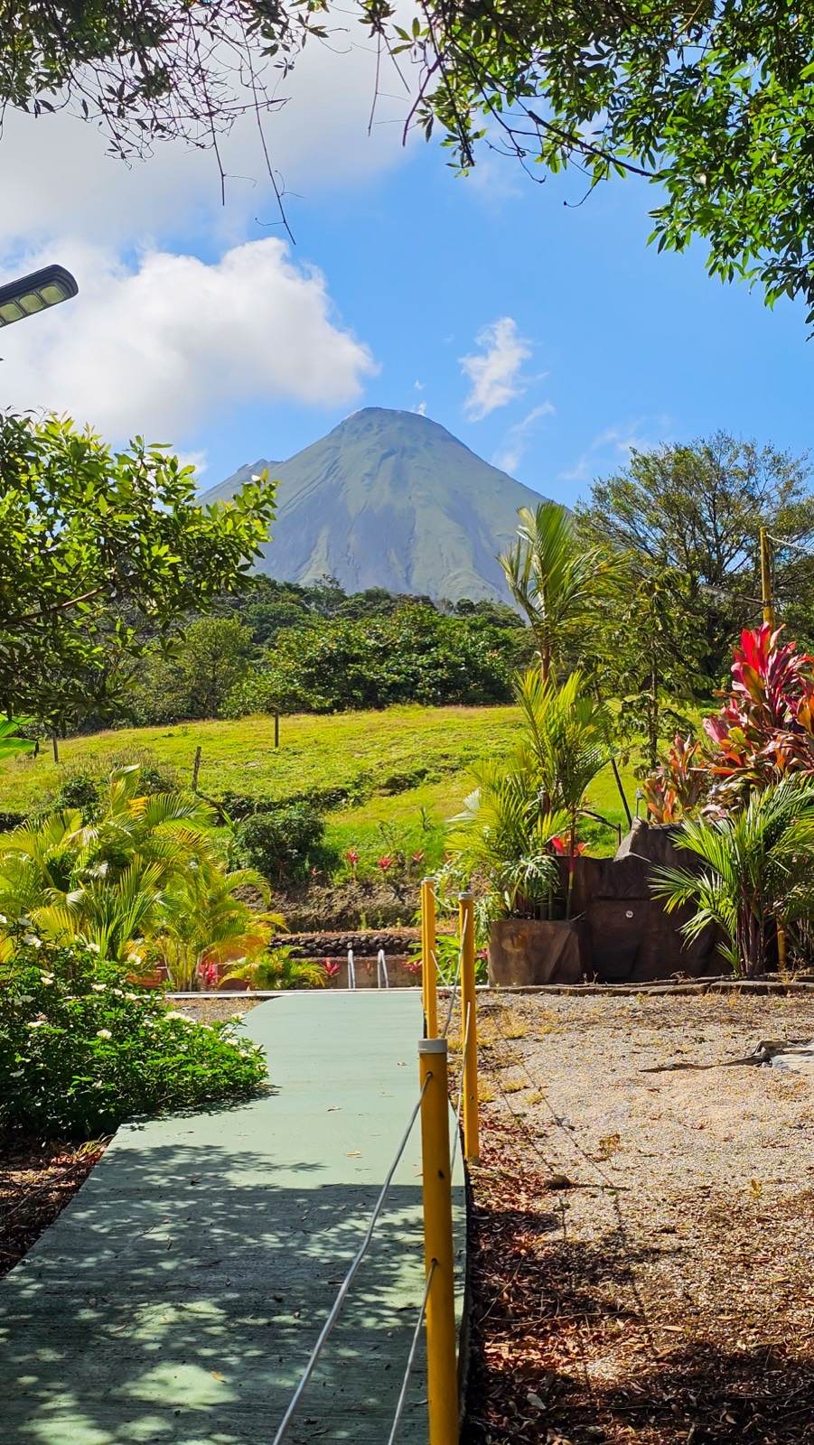 Volcano view from hotel gardens
